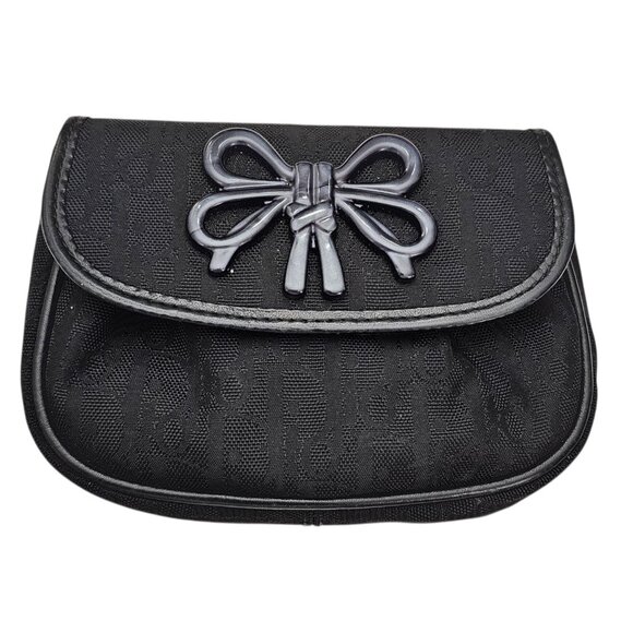 Christian Dior Small Black Signature Fabric, Leather Clutch - Picture 1 of 14
